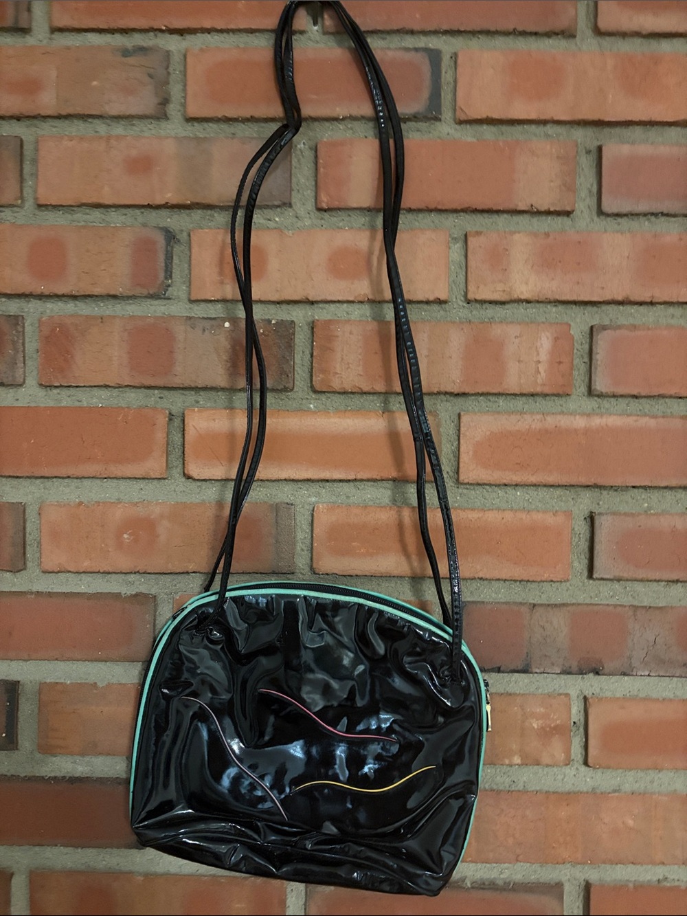 Bally patent coated leather bag black mint perfect condition signature 1980’s ra